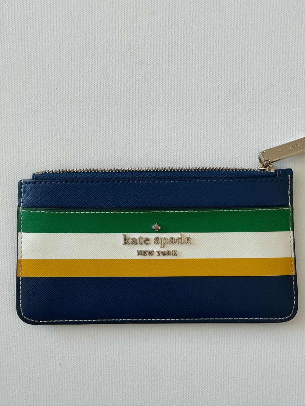 Kate Spade New York Colorblock Striped Zip Card Holder Wallet